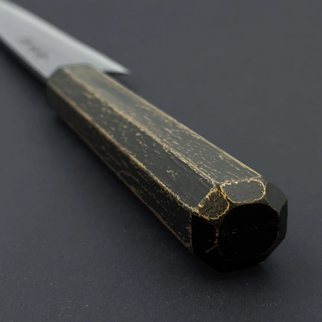 Sakai Takayuki Nanairo Inox Yanagi 210mm (8.2") Charcoal x Gold Lacquered Handle - Image 6