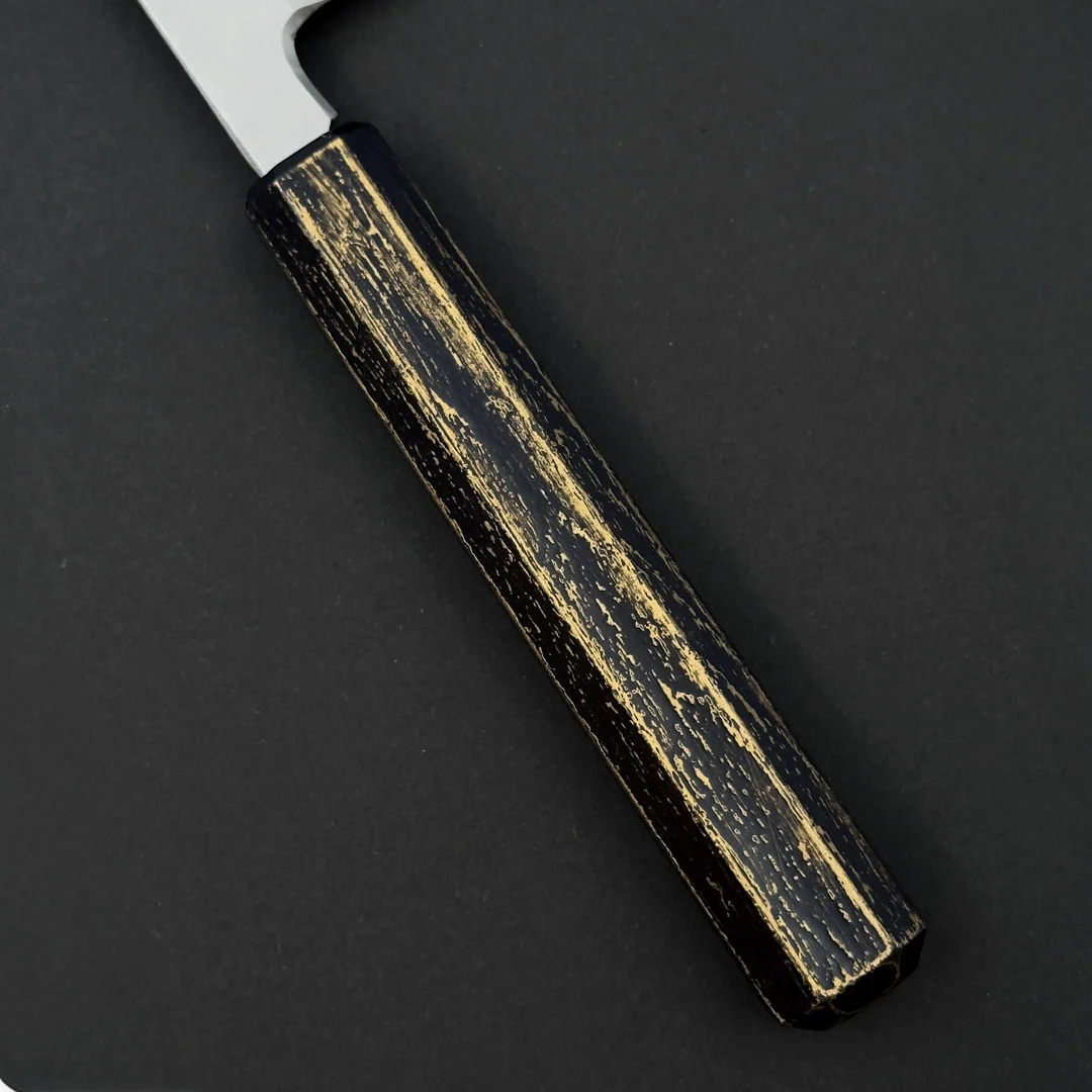 Sakai Takayuki Nanairo Inox Yanagi 210mm (8.2") Charcoal x Gold Lacquered Handle - Image 7