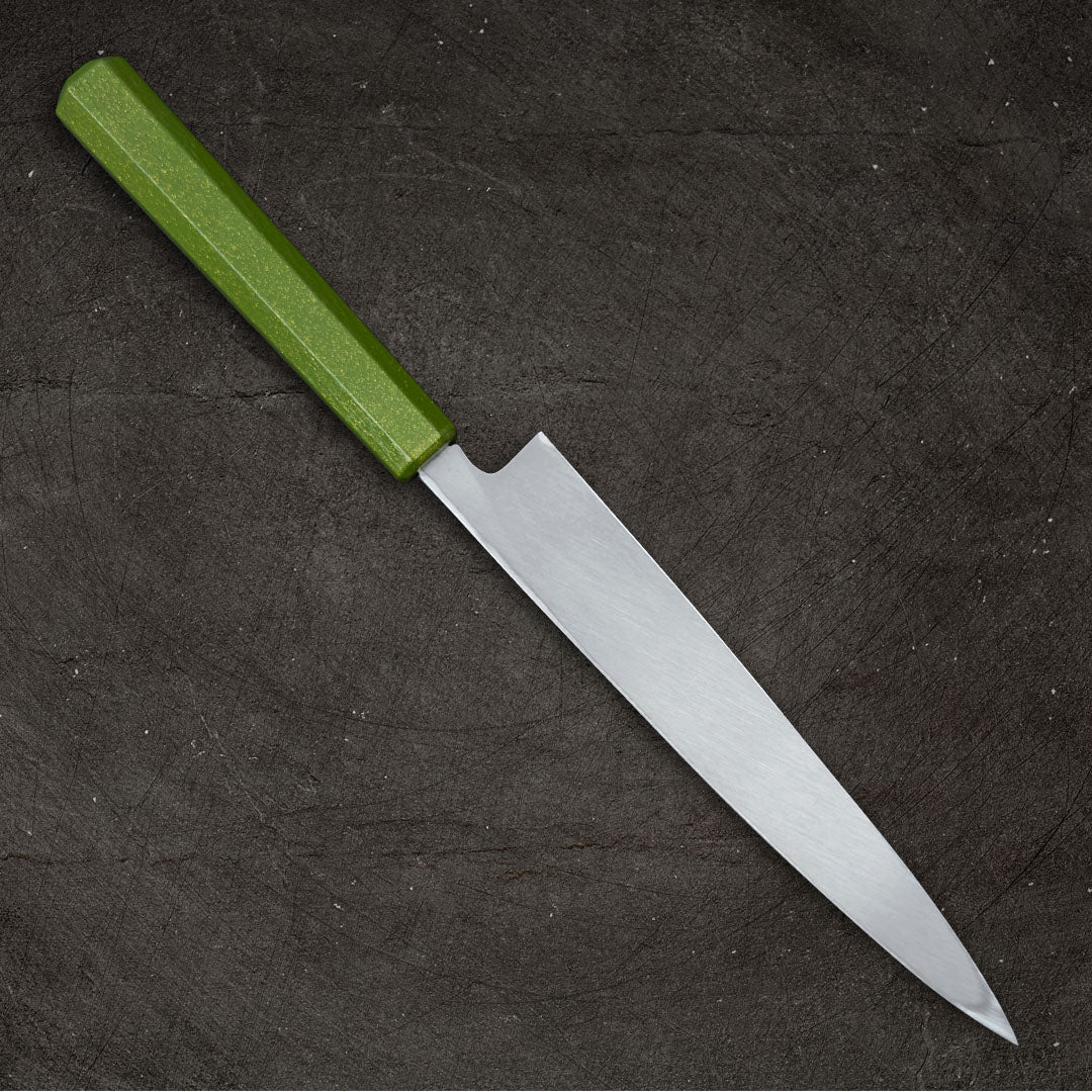 Sakai Takayuki Nanairo Inox Yanagi 210mm (8.2") Kimidori Green Lacquered Handle - Image 9