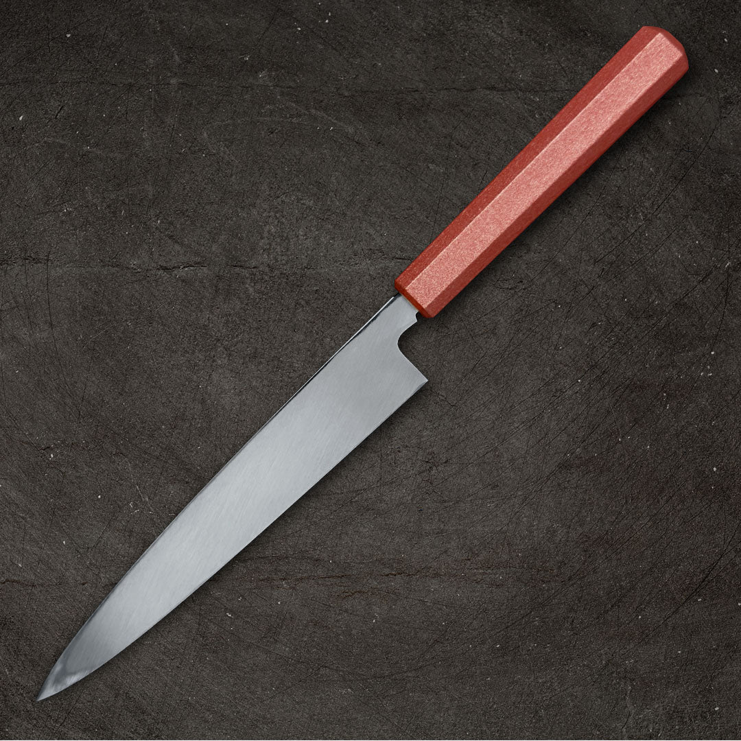 Sakai Takayuki Nanairo Inox Yanagi 210mm (8.2") Shu Vermilion Lacquered Handle - Image 9
