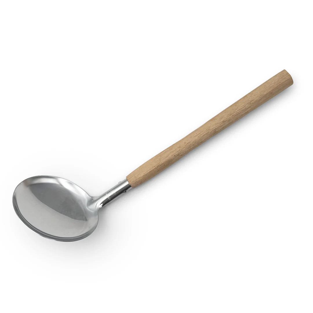 Stainless Steel Serving Spoon with Wooden Handle - Image 3
