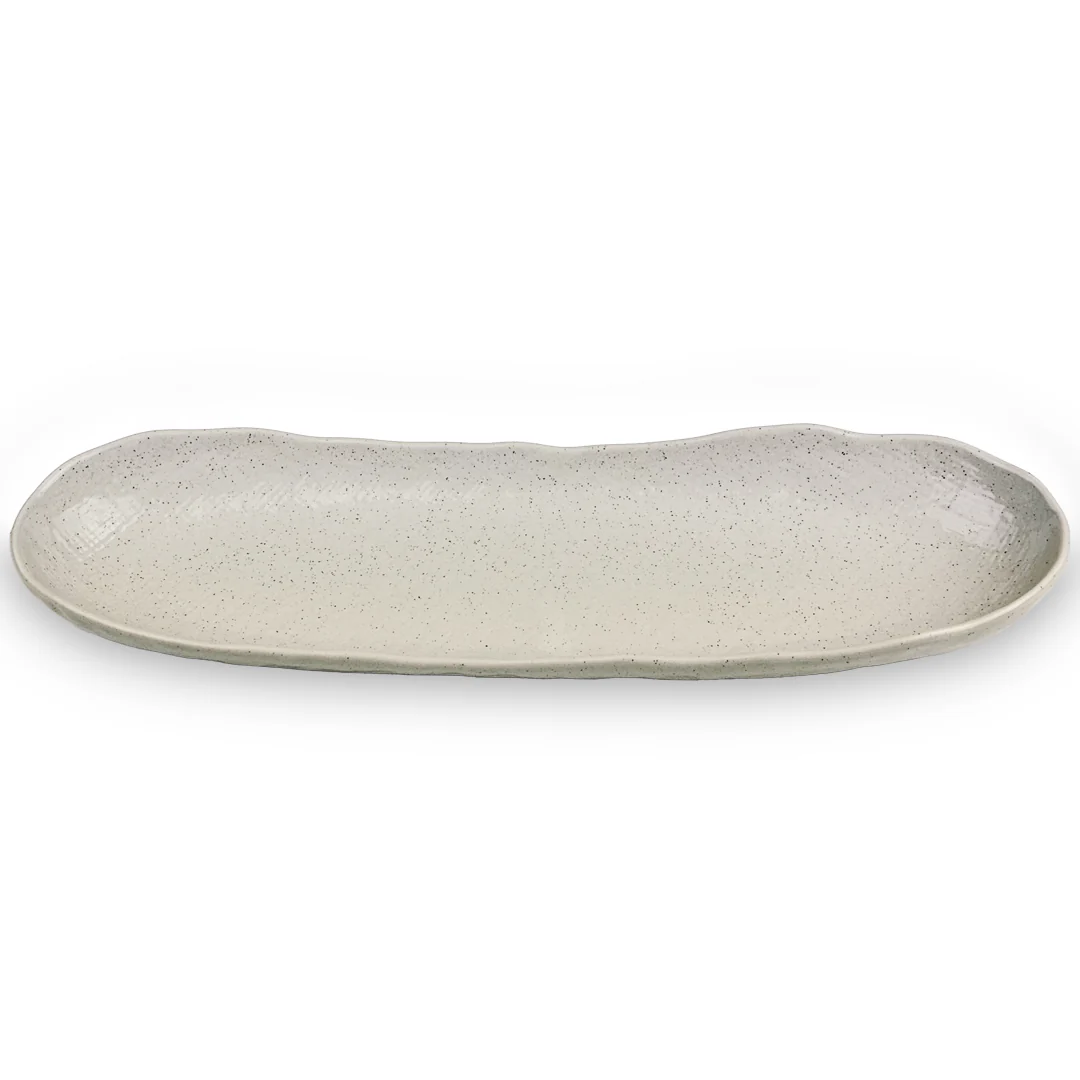 Textured Kobiki White Rounded long Plate 13" x 3.9" - Image 2