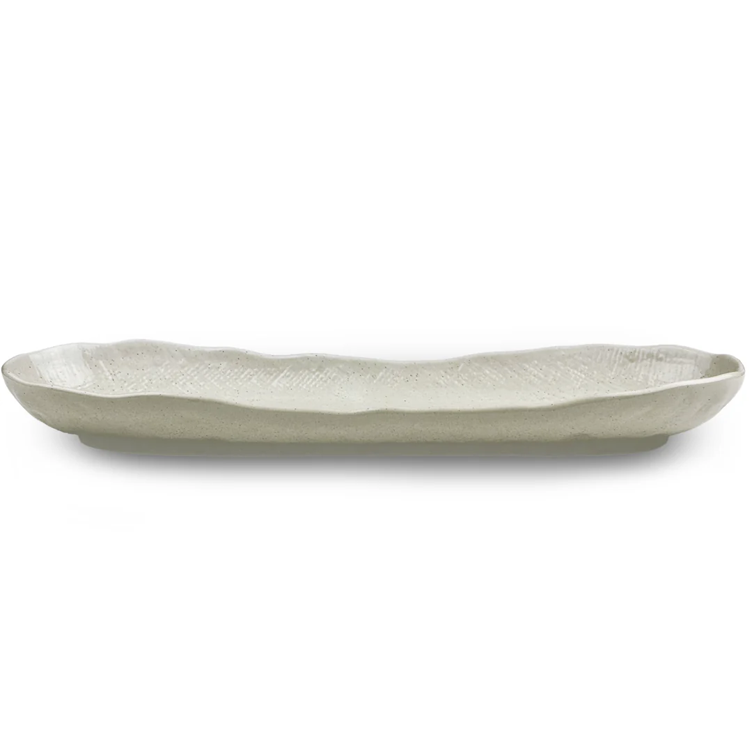 Textured Kobiki White Rounded long Plate 13" x 3.9" - Image 3