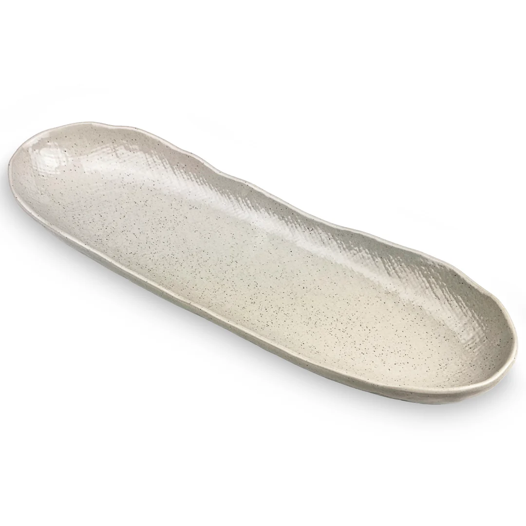 Textured Kobiki White Rounded long Plate 13" x 3.9" - Image 5