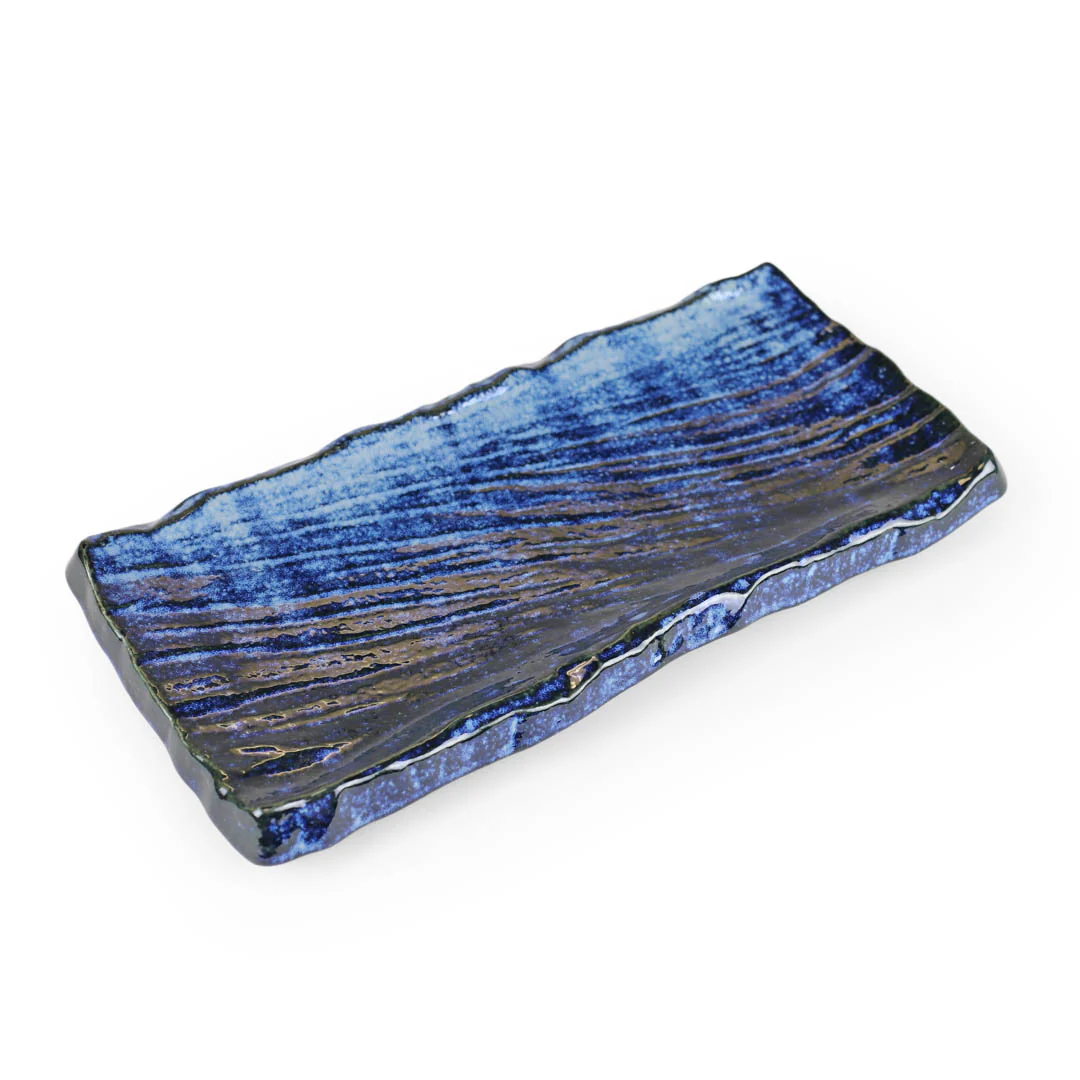 Textured Ocean Blue Rectangular Plate 12.9" x 6.3" - Image 3