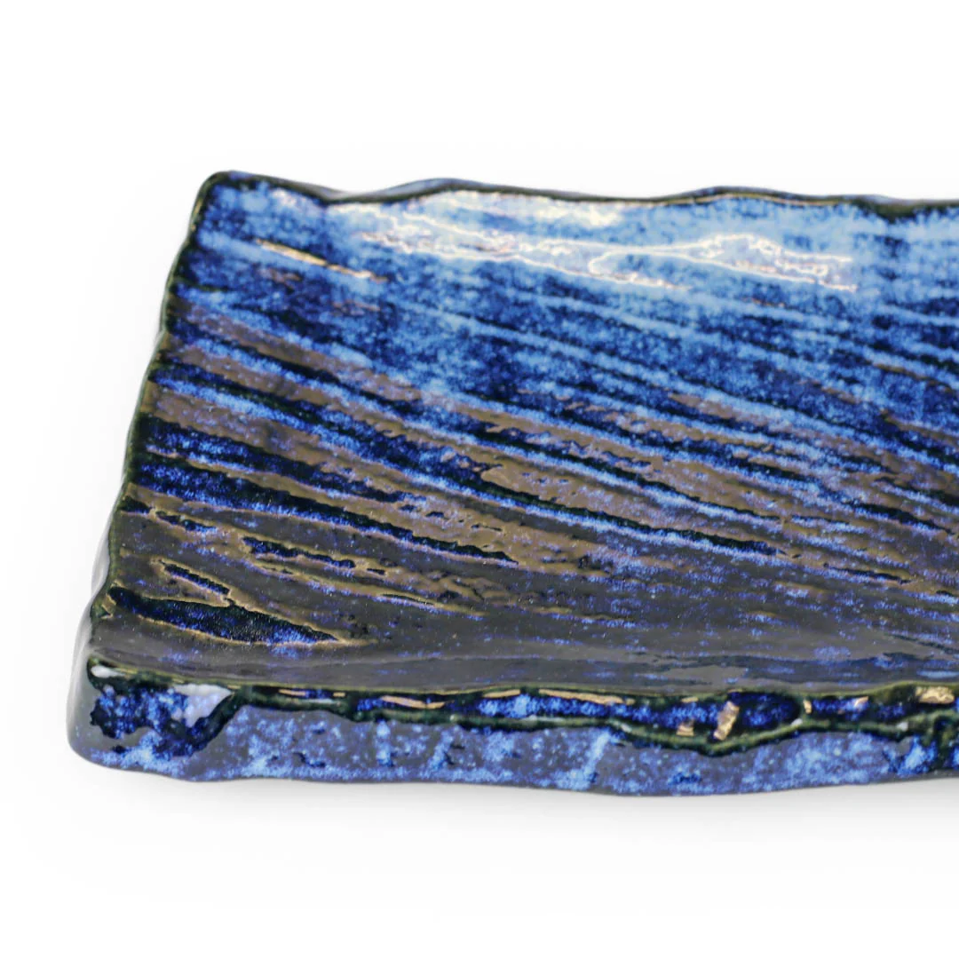 Textured Ocean Blue Rectangular Plate 12.9" x 6.3" - Image 4