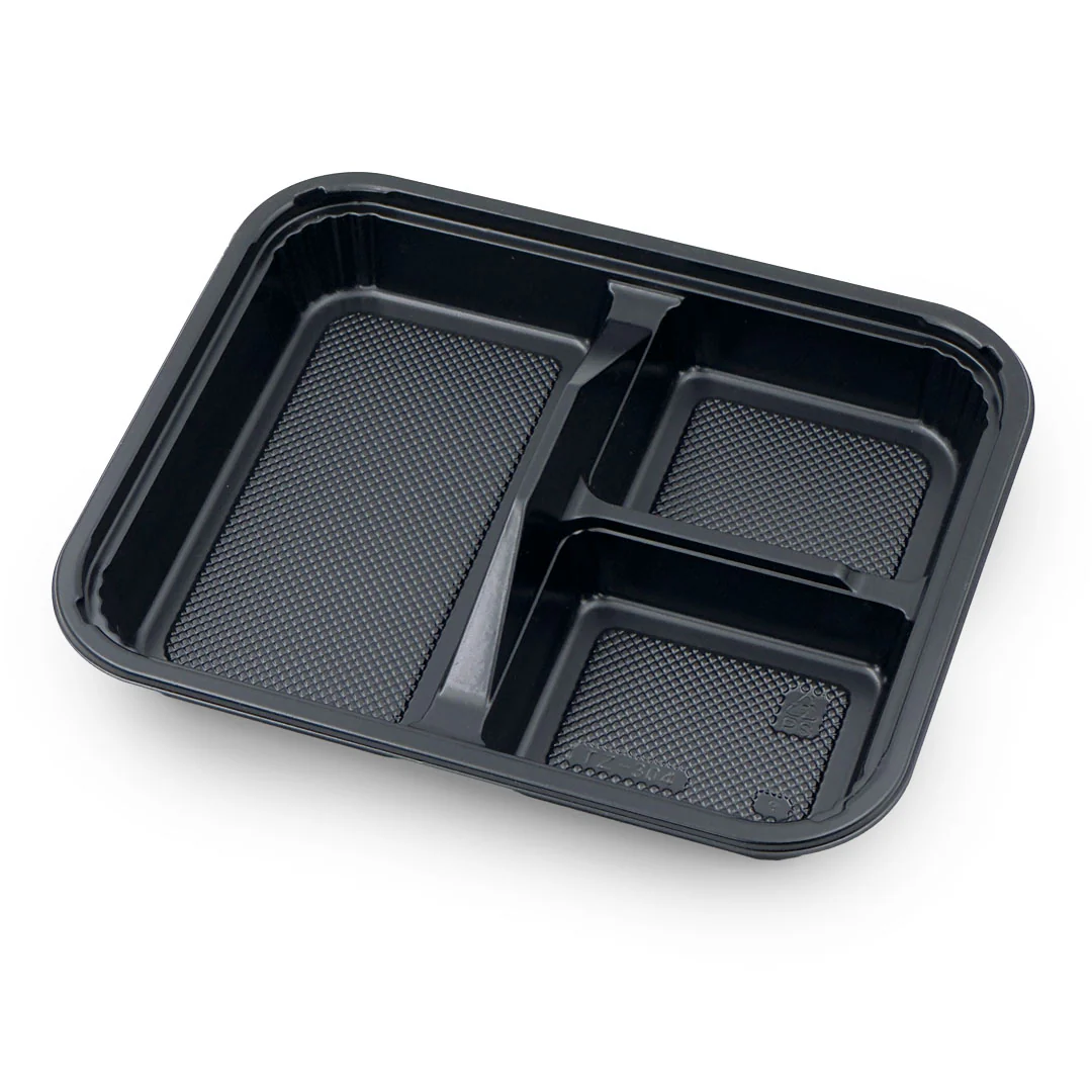 TZ-304 PP Black Takeout Bento Box 9.4" x 7.5" (252/case) - Image 3