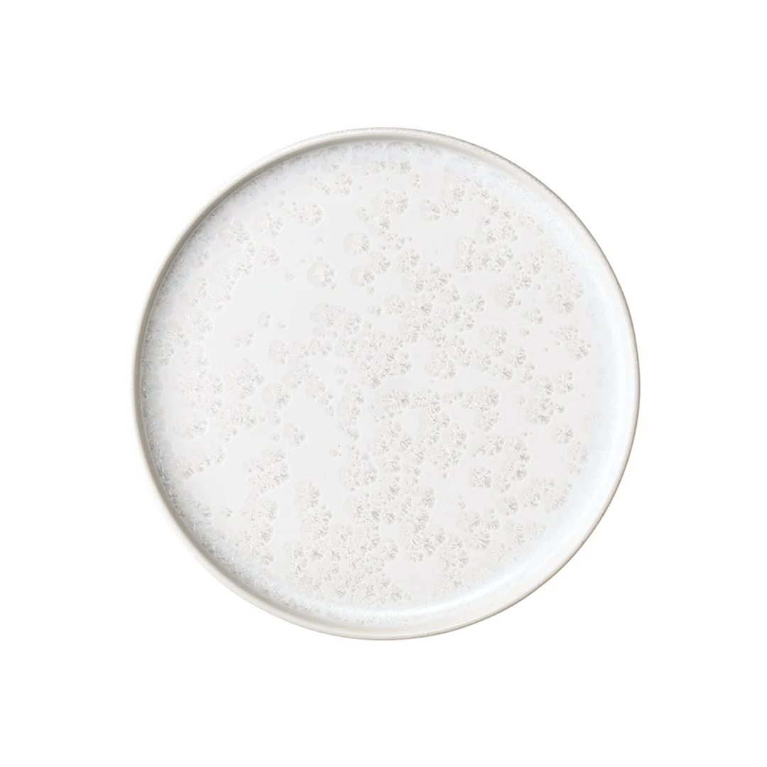 Zuk White Hazy Crystalized Stackable Salad Plate 7.5" dia