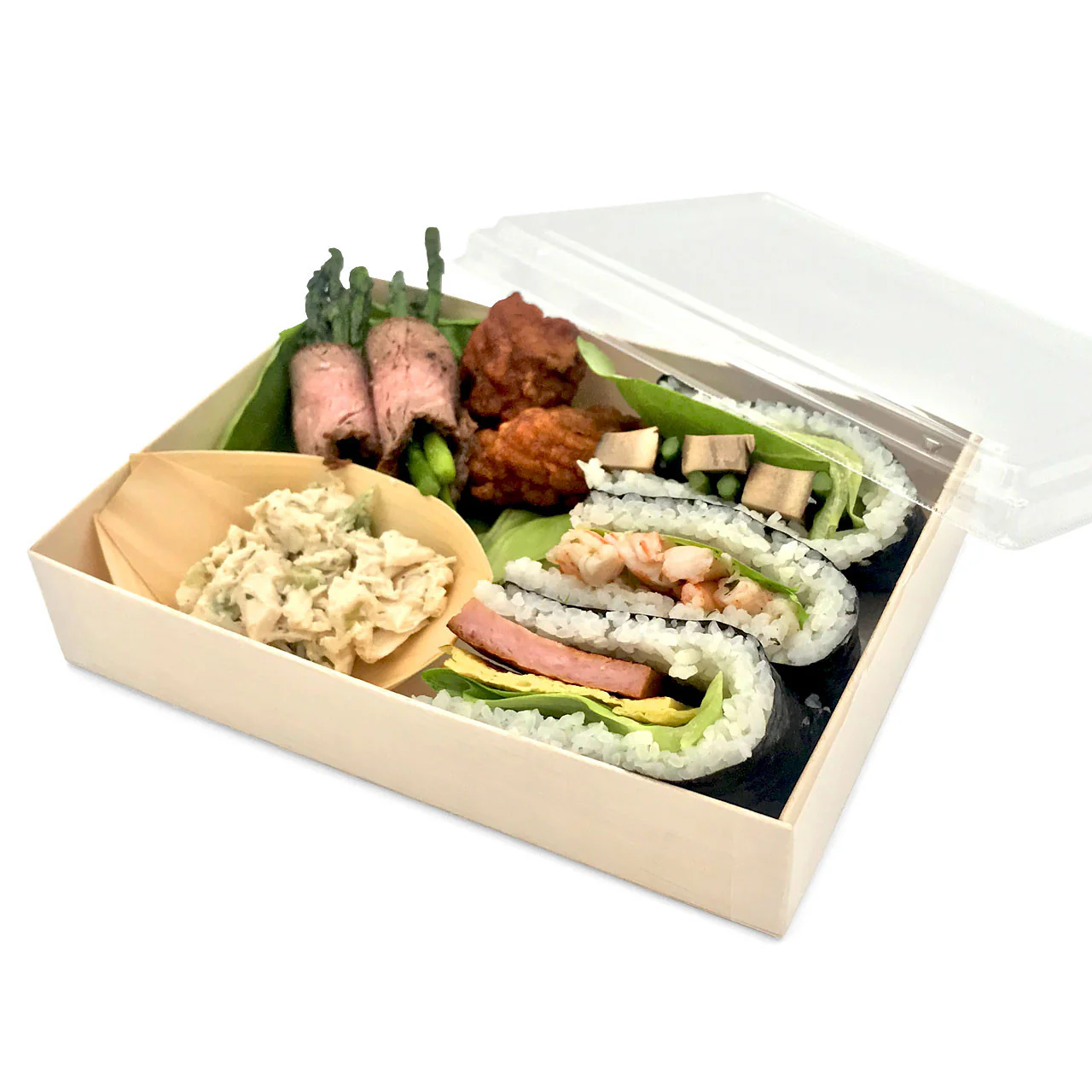 Wooden Rectangular Takeout Bento Box 7.68" x 5.71" (500/case) - No Lid - Image 6