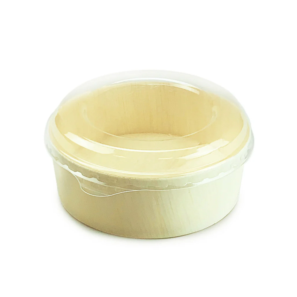 Wooden Round Takeout Bento Box 5.1" dia (300/case) - No Lid - Image 3
