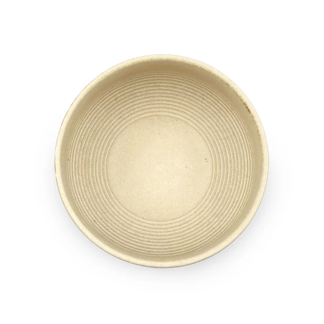 Yamatsu Matcha Tea Bowl Beige Combed Interior 12 fl oz / 5.9" dia with Muddler - Image 5