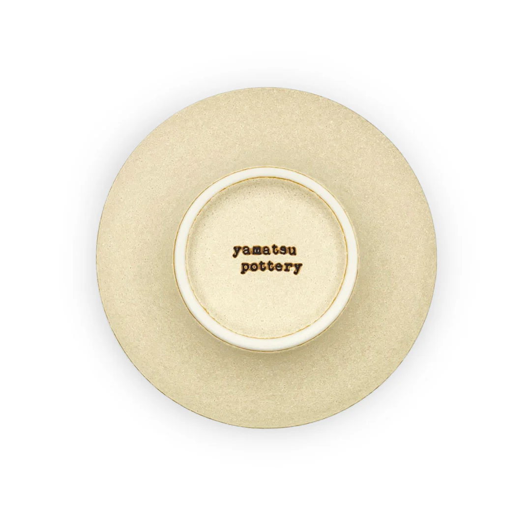 Yamatsu Matcha Tea Bowl Beige Combed Interior 12 fl oz / 5.9" dia with Muddler - Image 6