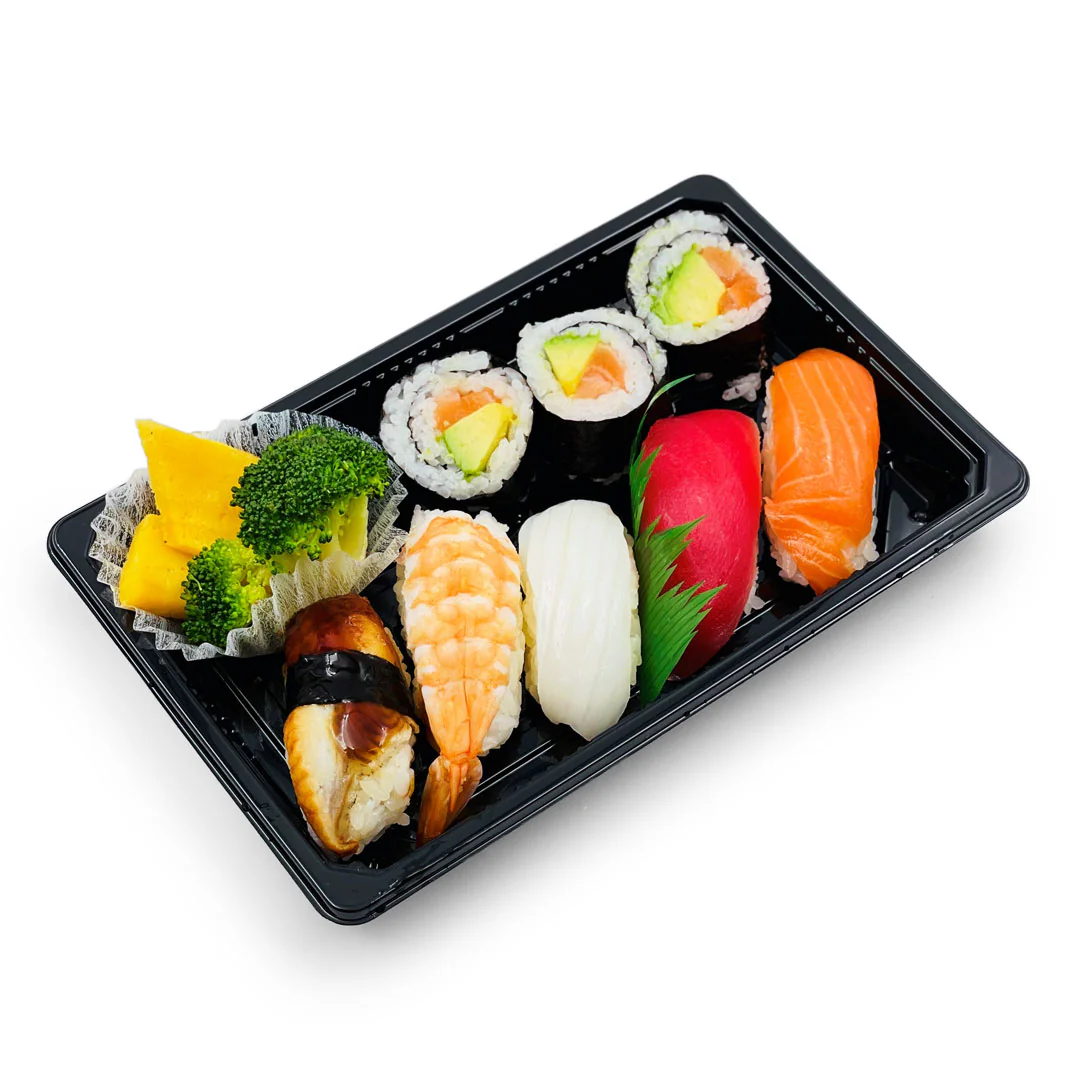 YB-03 PET Black Takeout Sushi Tray 8.5" x 5.3" (500/case) - Image 3