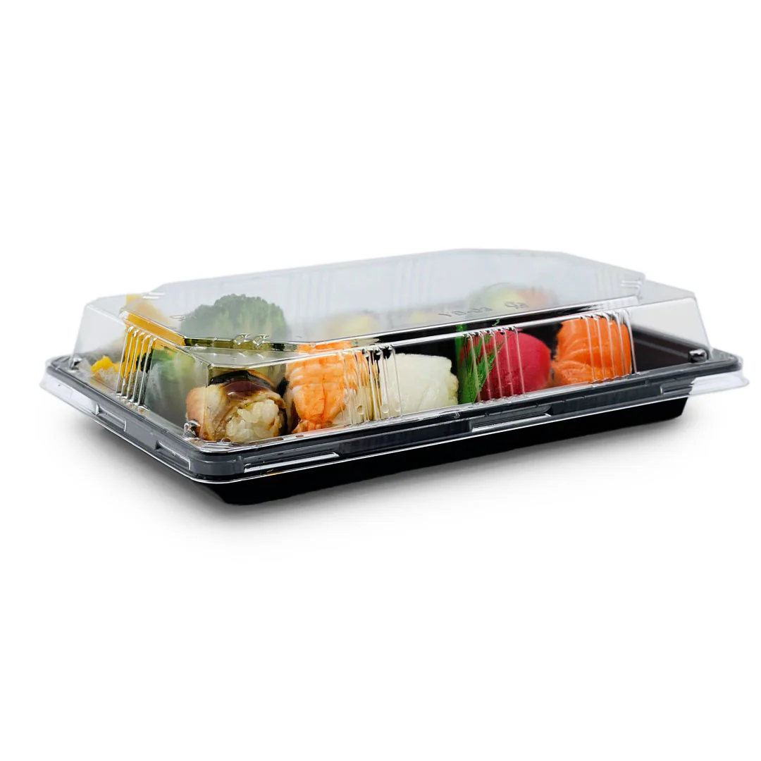 YB-03 PET Black Takeout Sushi Tray 8.5" x 5.3" (500/case) - Image 4