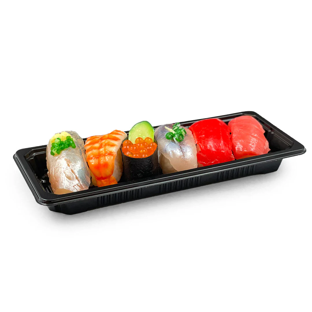 YB-06 PET Black Takeout Sushi Tray 8.7" x 3.5" (500/case) - Image 3