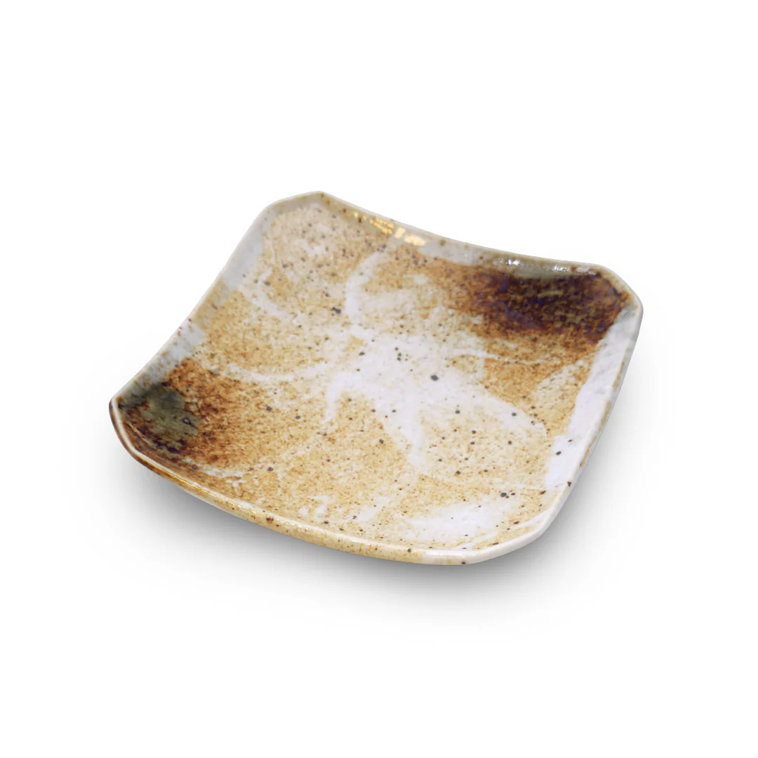 Yukishino Moss White Square Plate Kozara 5.28" x 5.28"
