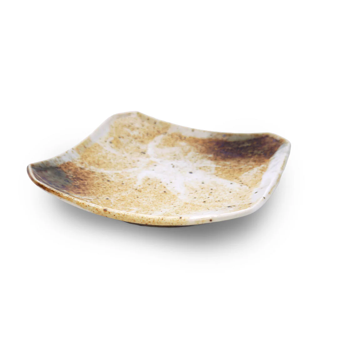 Yukishino Moss White Square Plate Kozara 5.28" x 5.28" - Image 2