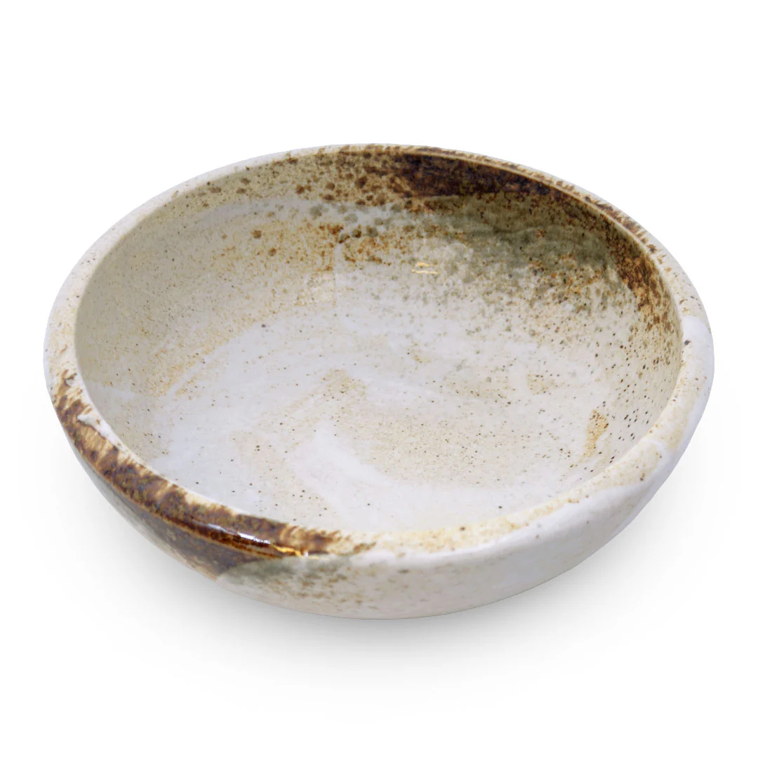 Yukishino Moss White Thick Serving Bowl 67 fl oz / 9.29" dia - Image 3